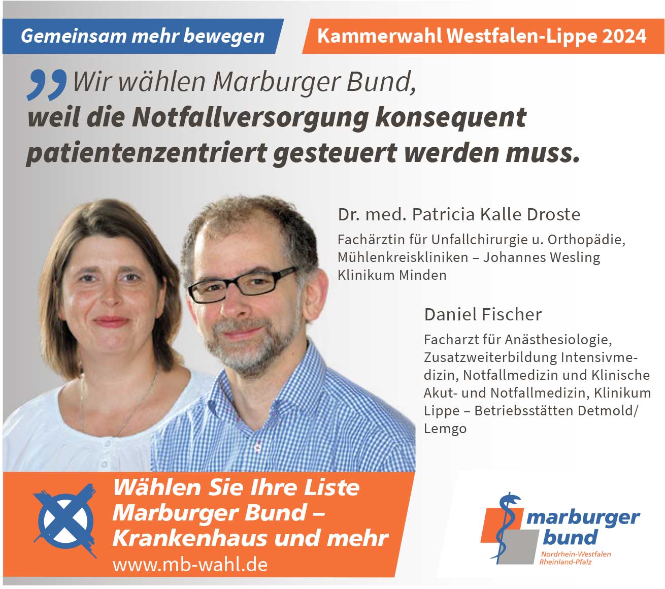 Dr. med. Patricia Kalle Droste und Daniel Fischer fordern in der Notfallversorgung eine konsequente Patientensteuerung.