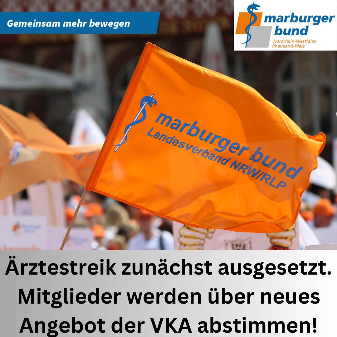 Der Ärztestreik ist zunächst ausgesetzt. Die Mitglieder werden über das neue Angebot der VKA abstimmen.